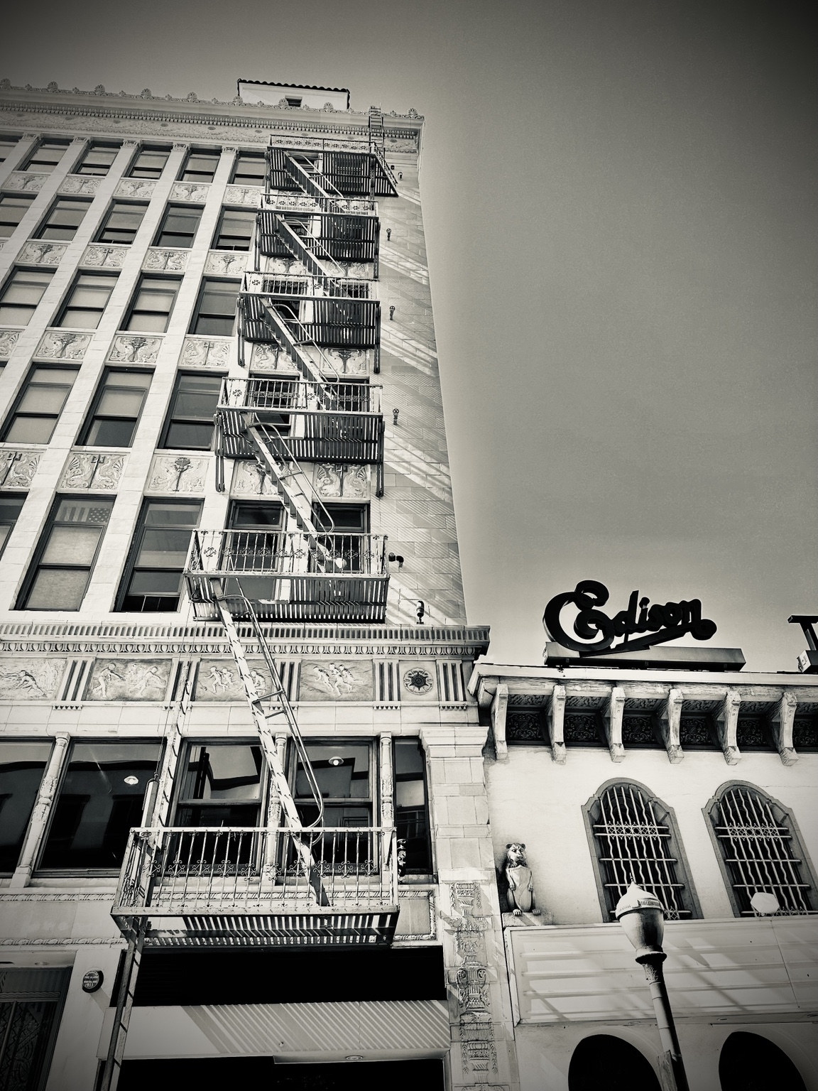 Historic urban architecture in black and white