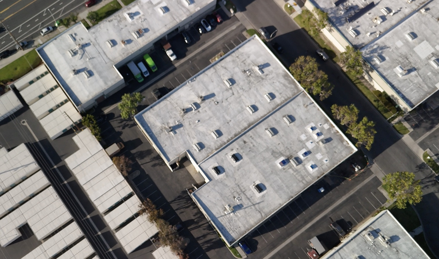 Commercial industrial property vertical aerial