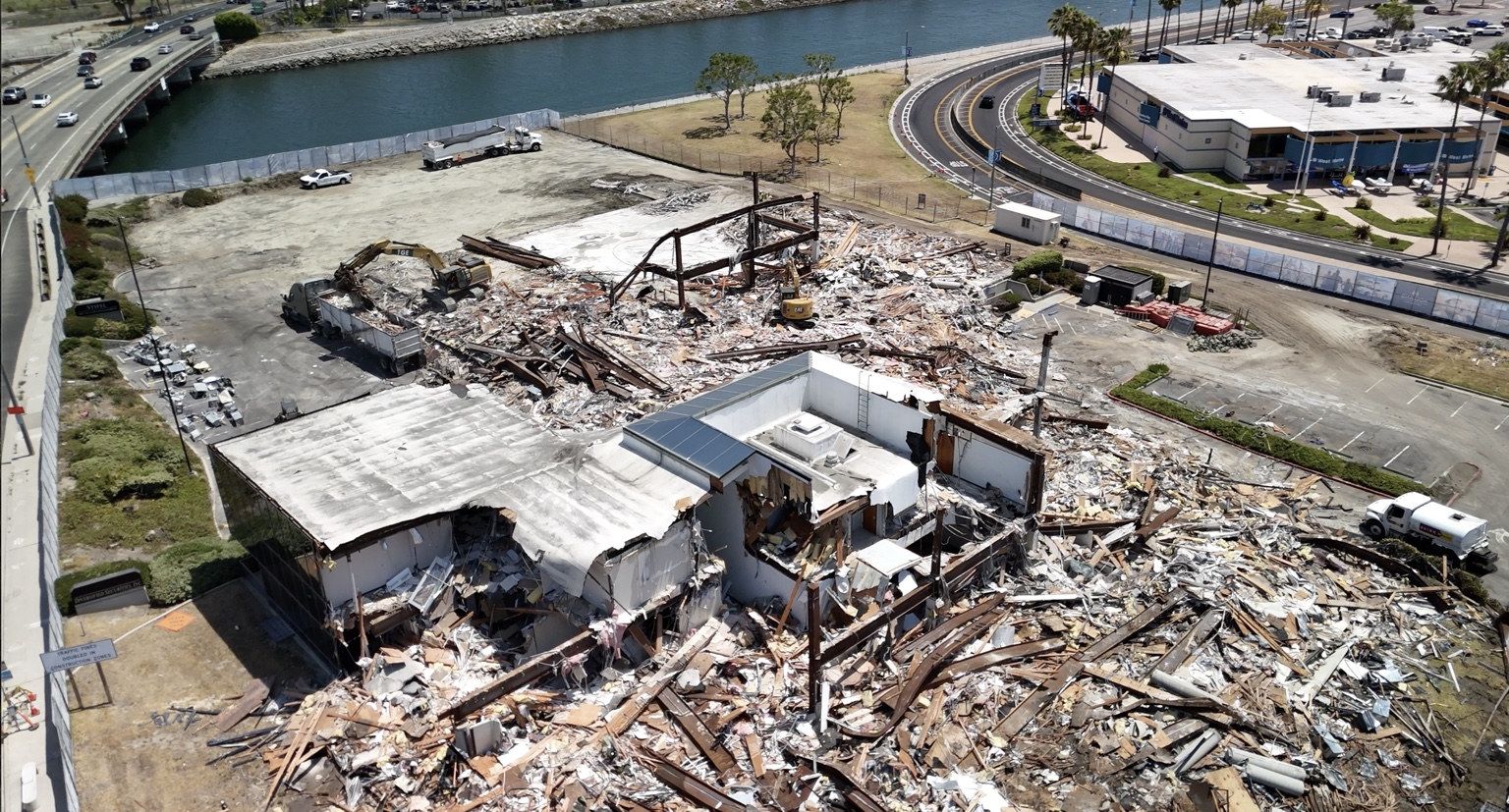Aerial demolition progress overview